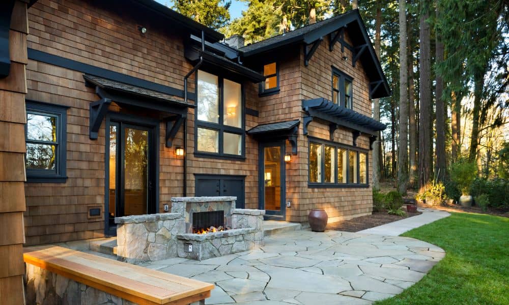 masonry outdoor fireplace