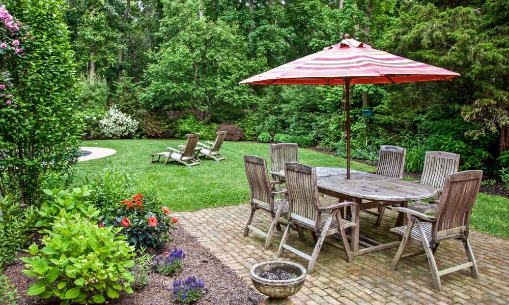 Backyard patio designed by a skilled stone mason in Huntsville