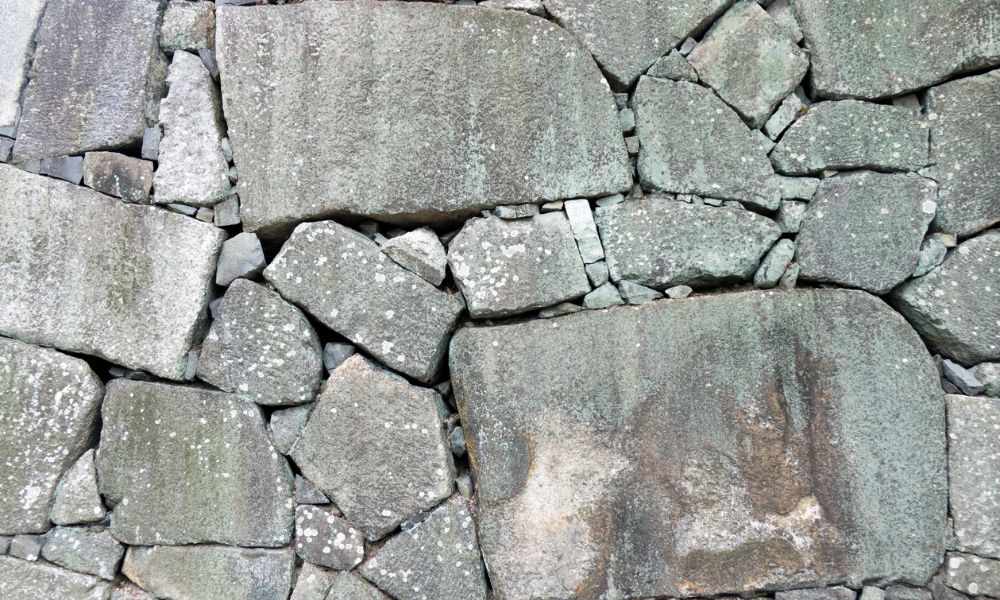stone masonry patio with natural stone installation and clean joints